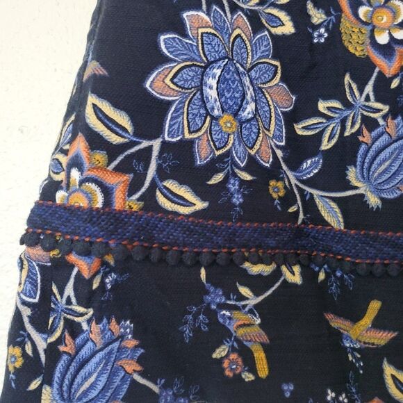 Ann Taylor Loft Skirt Womens Size 4 Embroidered Navy Blue Floral A Line - Picture 3 of 14